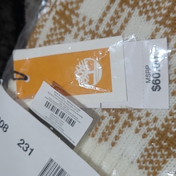 TIMBERLAND BUFFALO PLAID EMBROIDERED LOGO PATCH ACRYLIC ONE SIZE SCARF - Picture 4 of 9